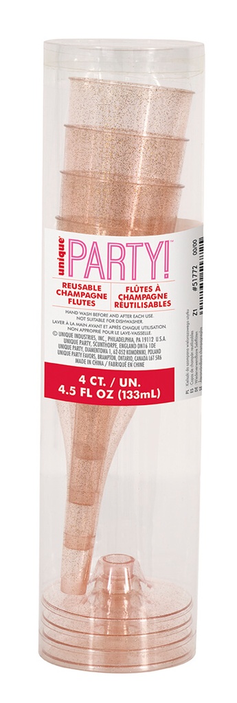 Copas De Plastico Gliter Rosa C/4