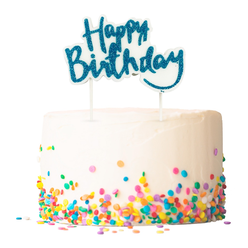 Vela Cumpleaños Happy Birthday Azul C/1