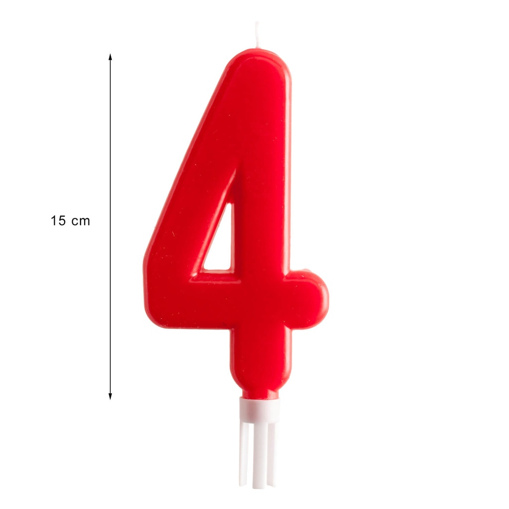 Vela Jumbo Numero Rojo 4 C/1