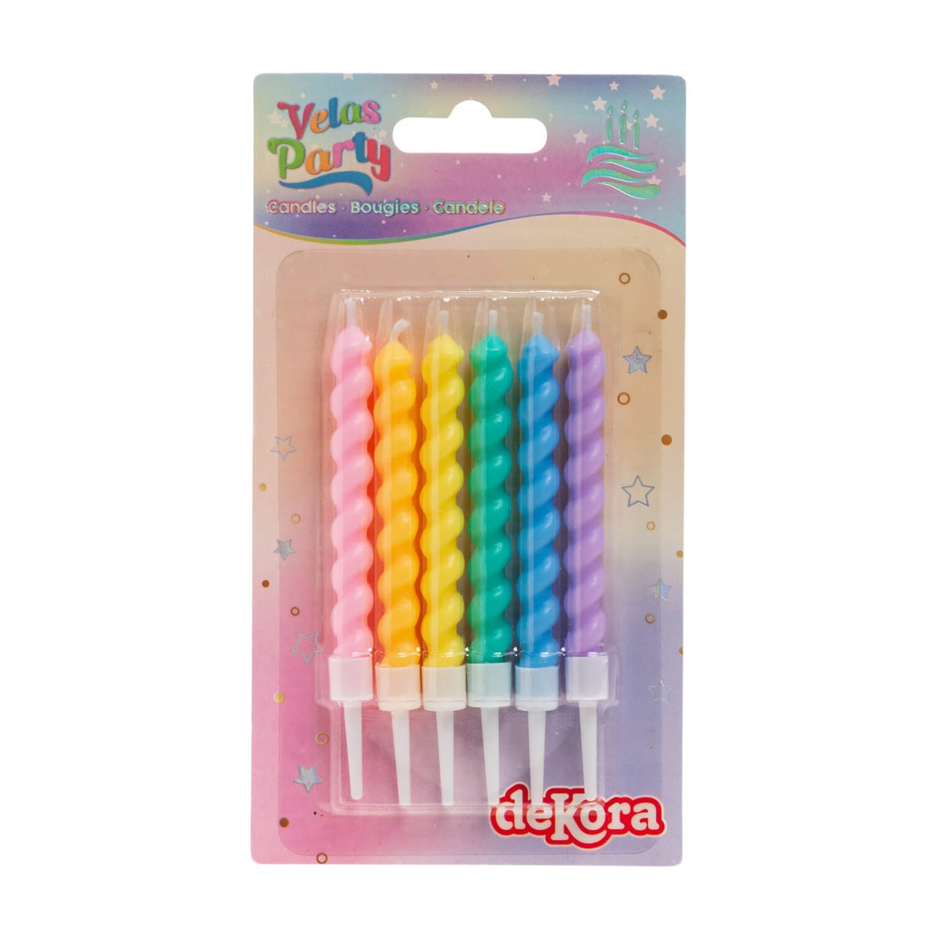 Vela de Cumpleaños Twisted Colores C/6
