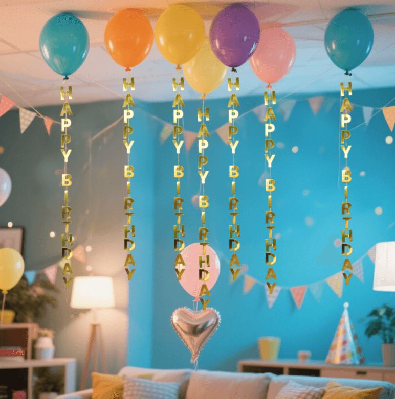 Tiras Happy Birthday Foil Para Globo C/5