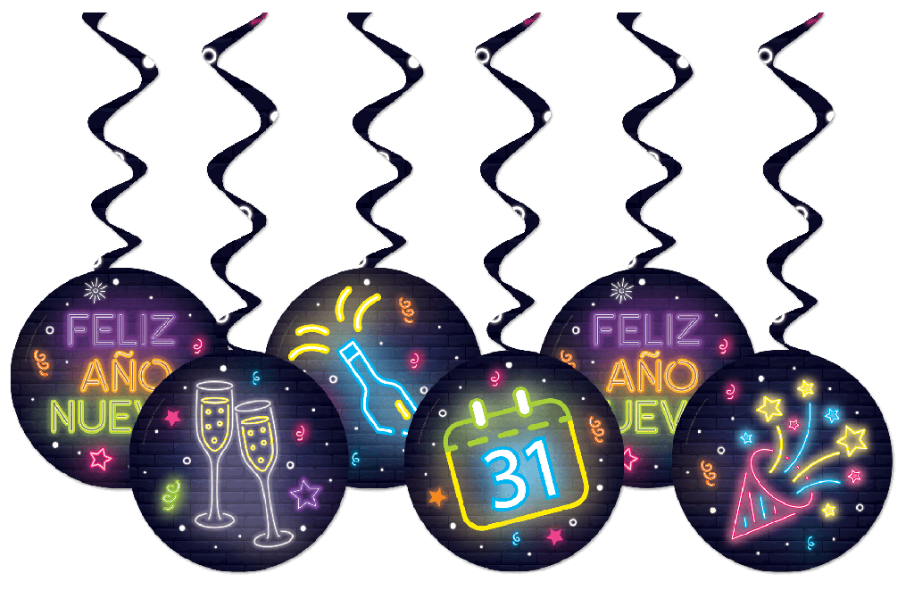 Adorno Espiral Año Nuevo Neon C/8