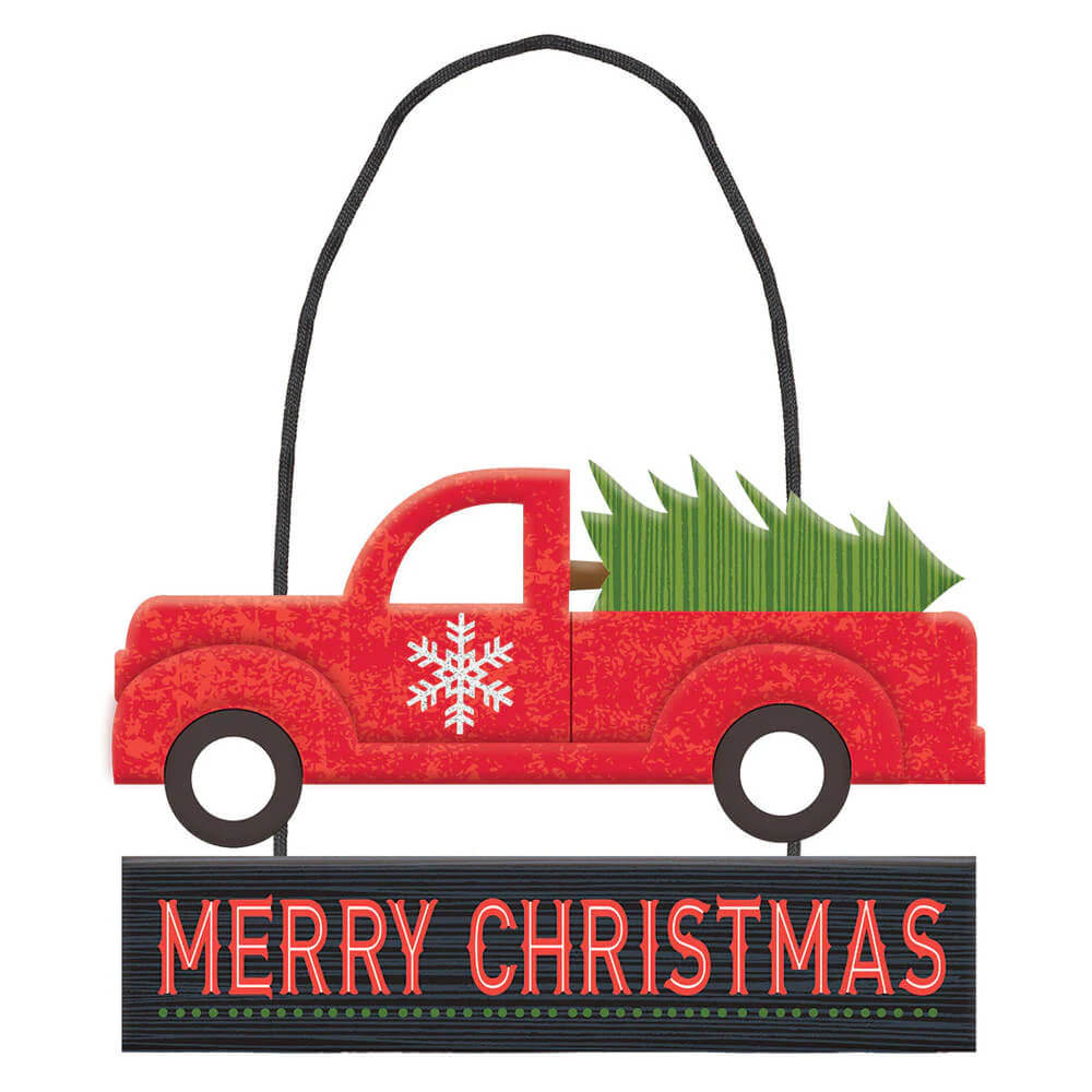 Letrero Merry Christmas Camioneta Pino C/1