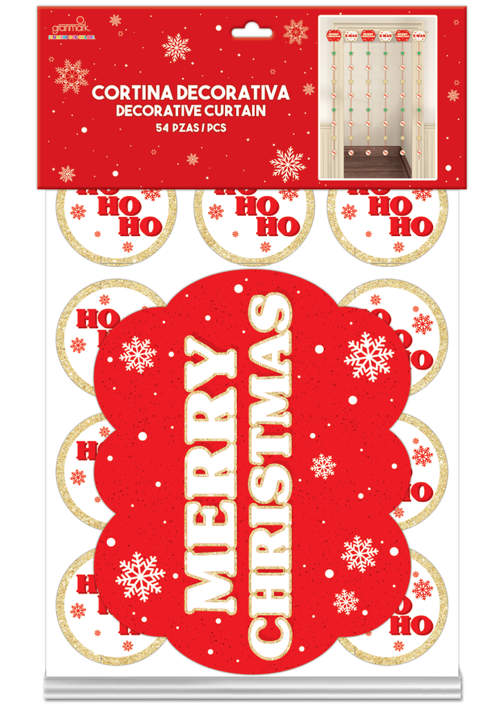 Cortina Decorativa Merry Christmas C/1