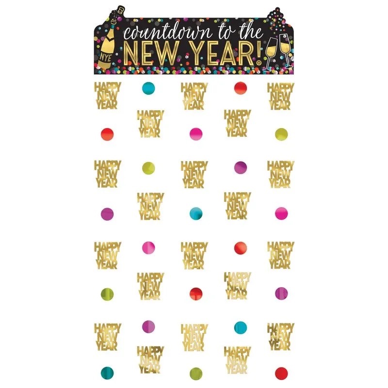 Door Curtain Happy New Year Colorful Confetti C/1