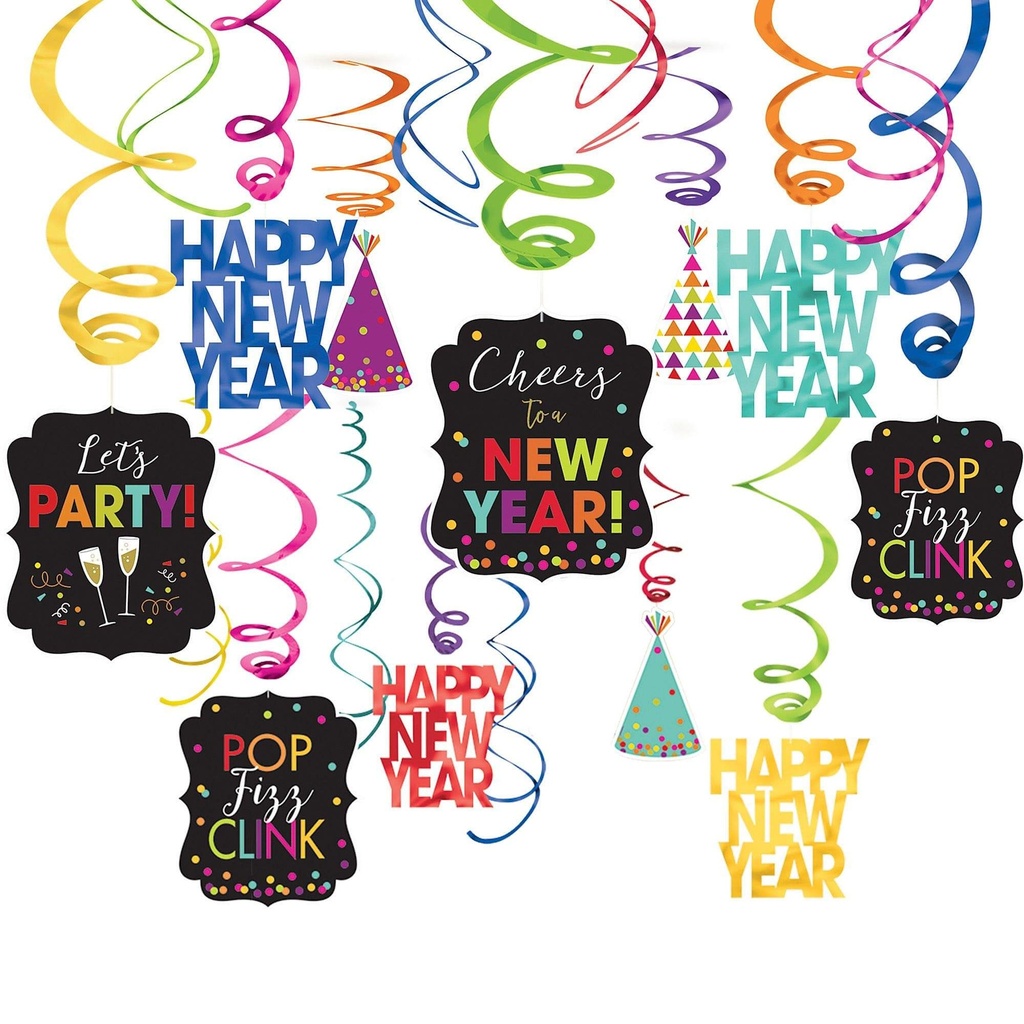 Swirl Decorations HNY Jewel Tone C/30