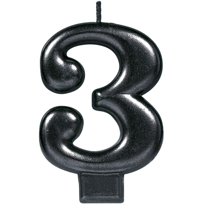 Vela Numero Negro 3 C/1