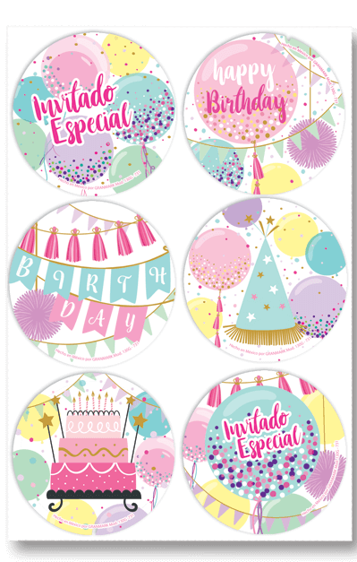 Distintivo Happy Birthday Sweet Balloons C/24