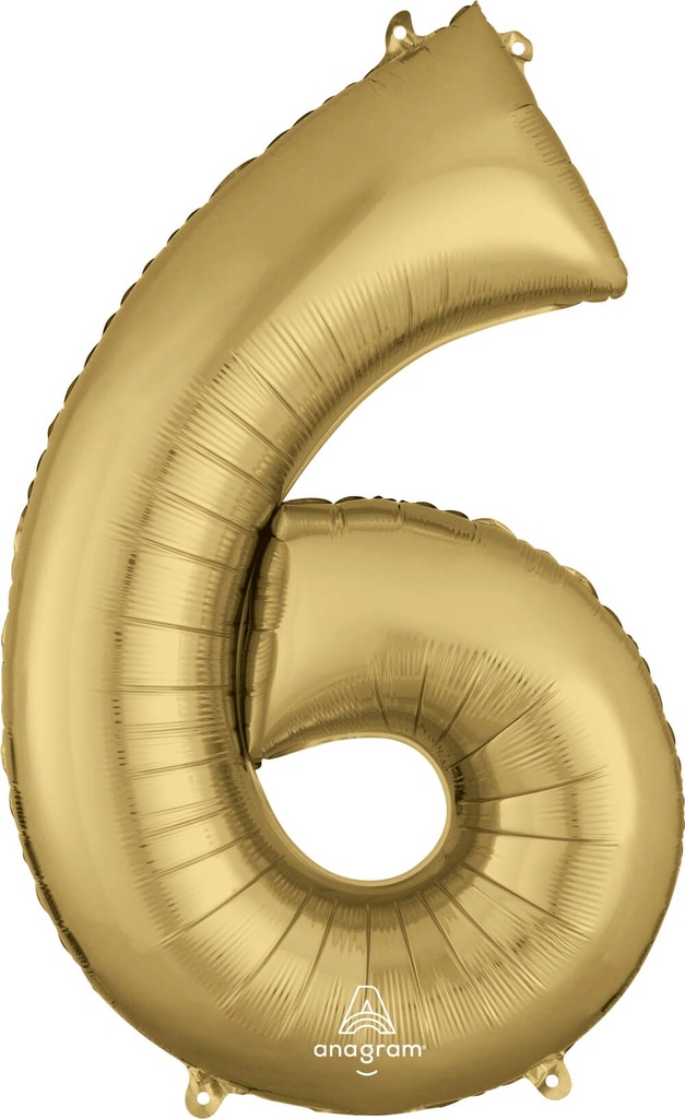 Globo 36" Numero 6 Oro Blanco C/1