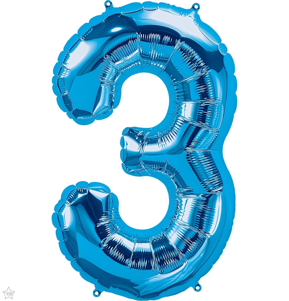 Globo 36" Numero 3 Azul C/1