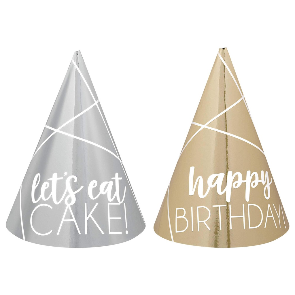 Mini Party Hat HBD Plata / Oro C/12