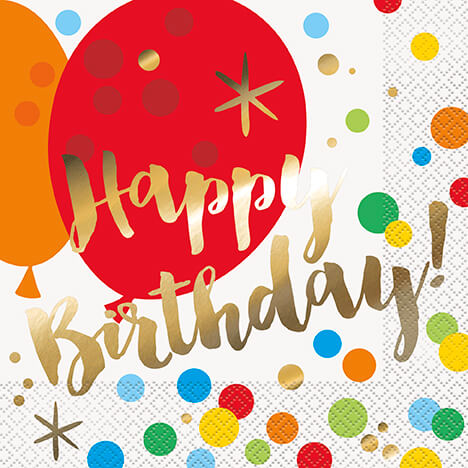 Servilleta G Glitzy Gold Birthday C/16