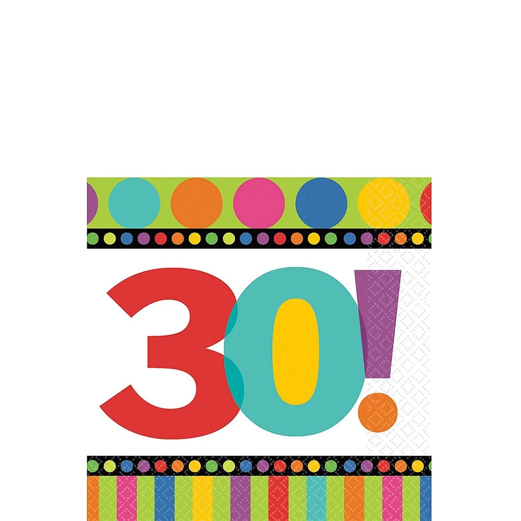 Servilleta CH 30th Bday Dots And Stripes C/16