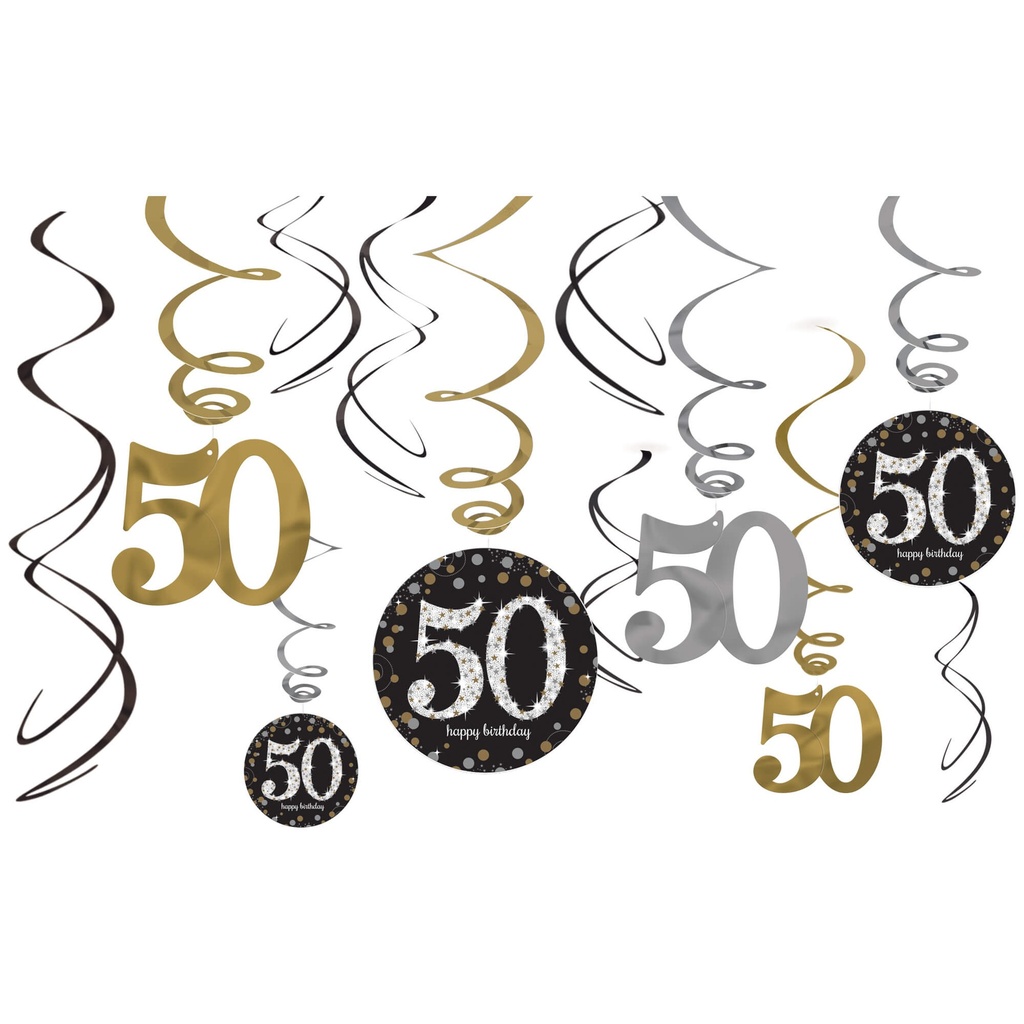 Swirl Decorations HBD 50s Sparkling Celebration C/12