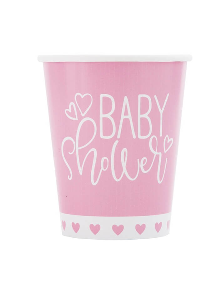 Vasos Baby Shower Pink Hearts C/8 