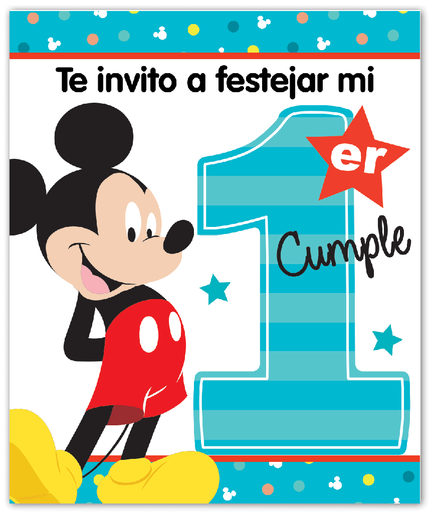 Invitacion Mickey Mouse 1er Cumple C/6