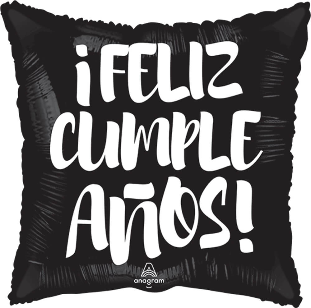 Globo 18" Feliz Cumpleaños Negro C/1