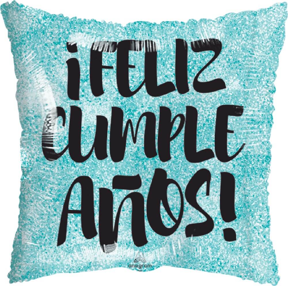 Globo 18" Feliz Cumpleaños Azul Holografico C/1