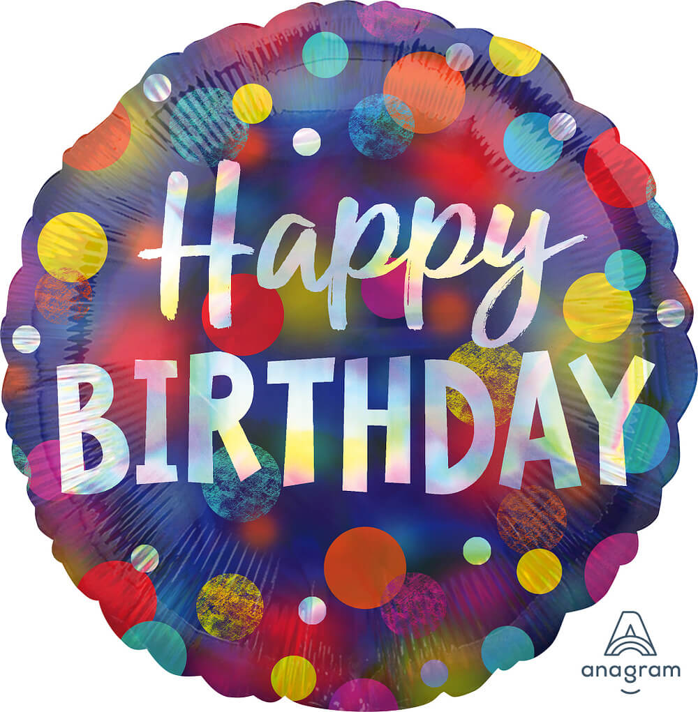 Globo 18" Iridescent Dots HBD C/1