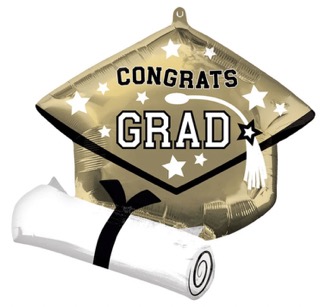 Globo 36" Birrete Dorado Graduacion C/1