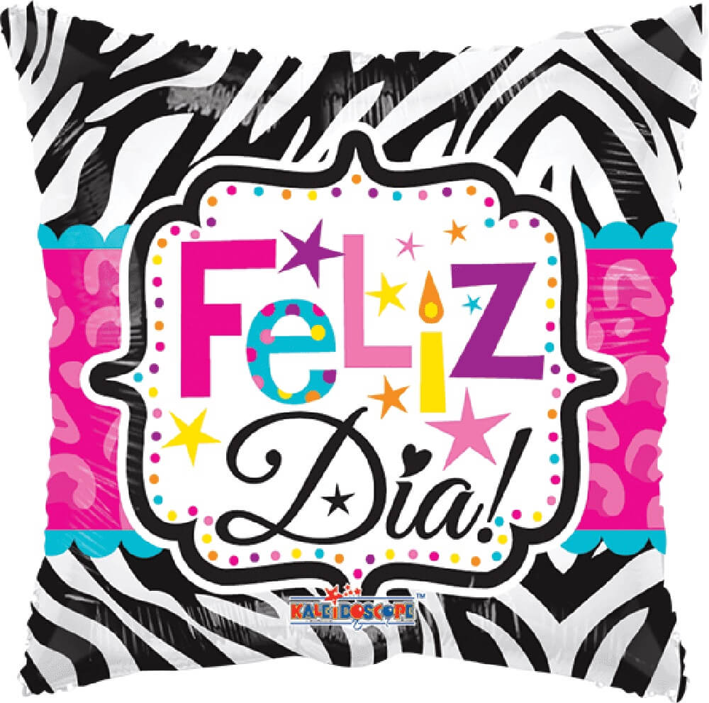 Globo 36" Feliz Dia Zebra Rosa C/1