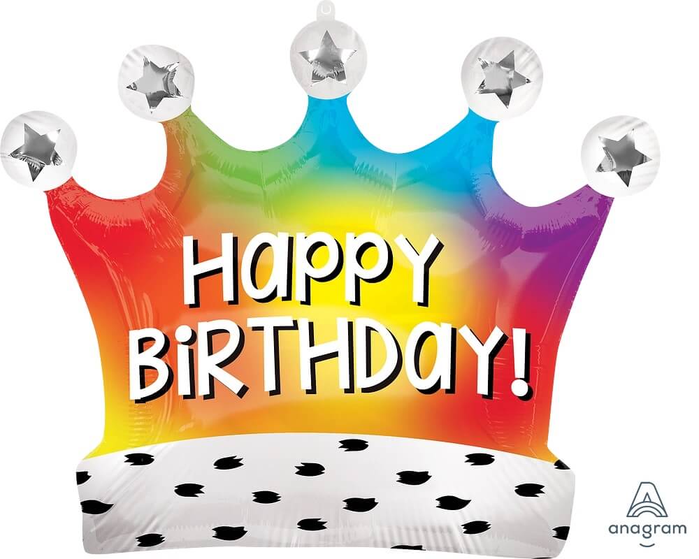Globo 36" Satin Birthday Rainbow Corona HBD C/1
