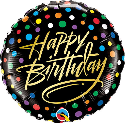 Globo 14" HBD Negro Rainbow Dots C/1