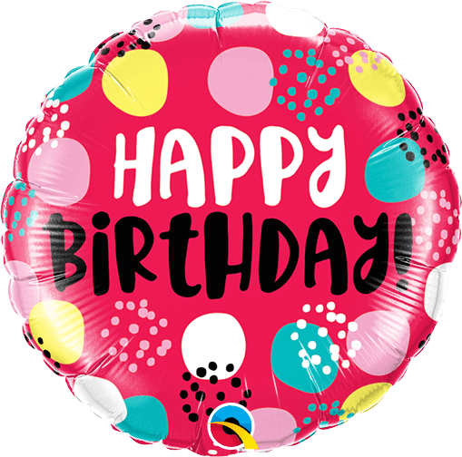 Globo 9" Happy Birthday Puntos Rojos C/1