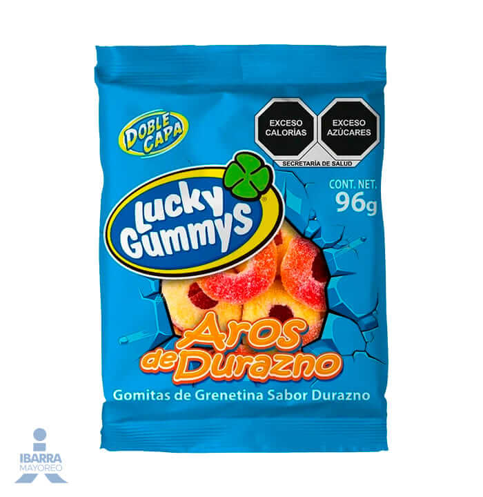Lucky Gummys Aros De Durazno C/96g