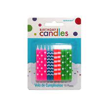 Vela Puntos Rayas Neon C/10