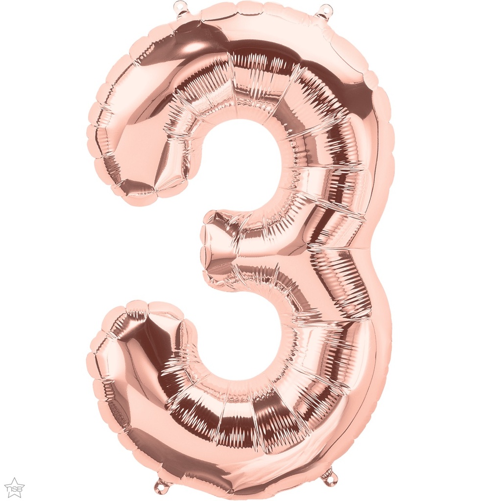 Globo 14" Numero 3 Oro Rosa C/1