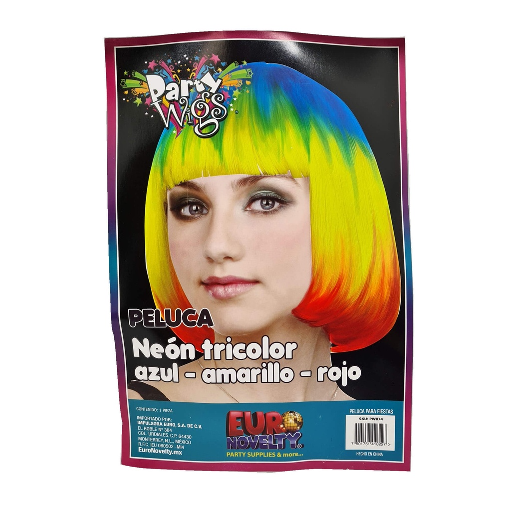 Peluca Neon Tricolor C/1