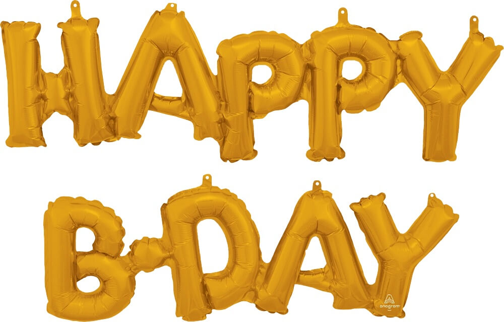 Globo AirFilled Happy Birthday Oro C/1