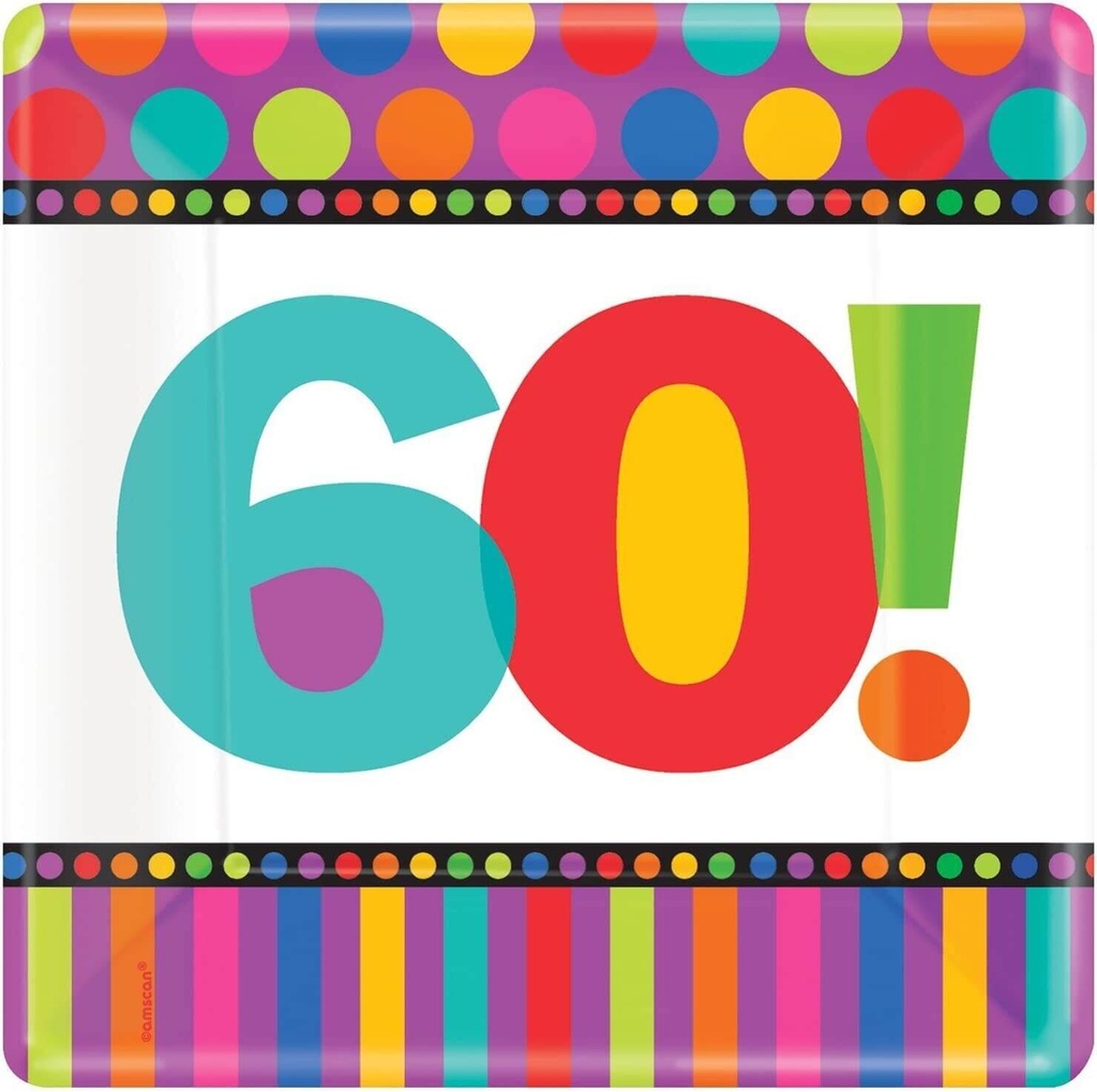 Plato 7" 60th Bday Dots And Stripes C/8