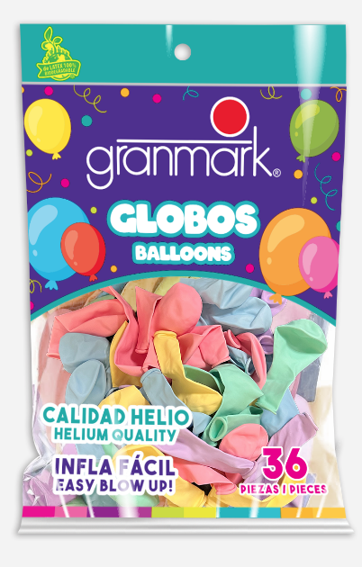 Bolsa De Globos 9" Surtido Pastel C/36