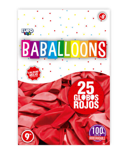 Bolsa Globos 9" Rojo C/25