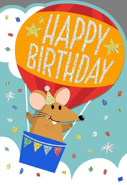 Tarjeta Happy Birthday Raton Con Globo