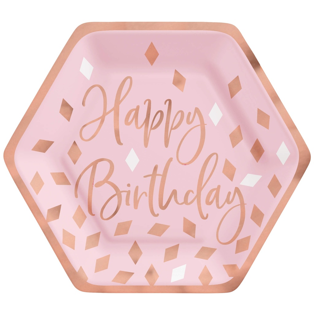 Plato 7" Hexagonal Blush Bday C/8