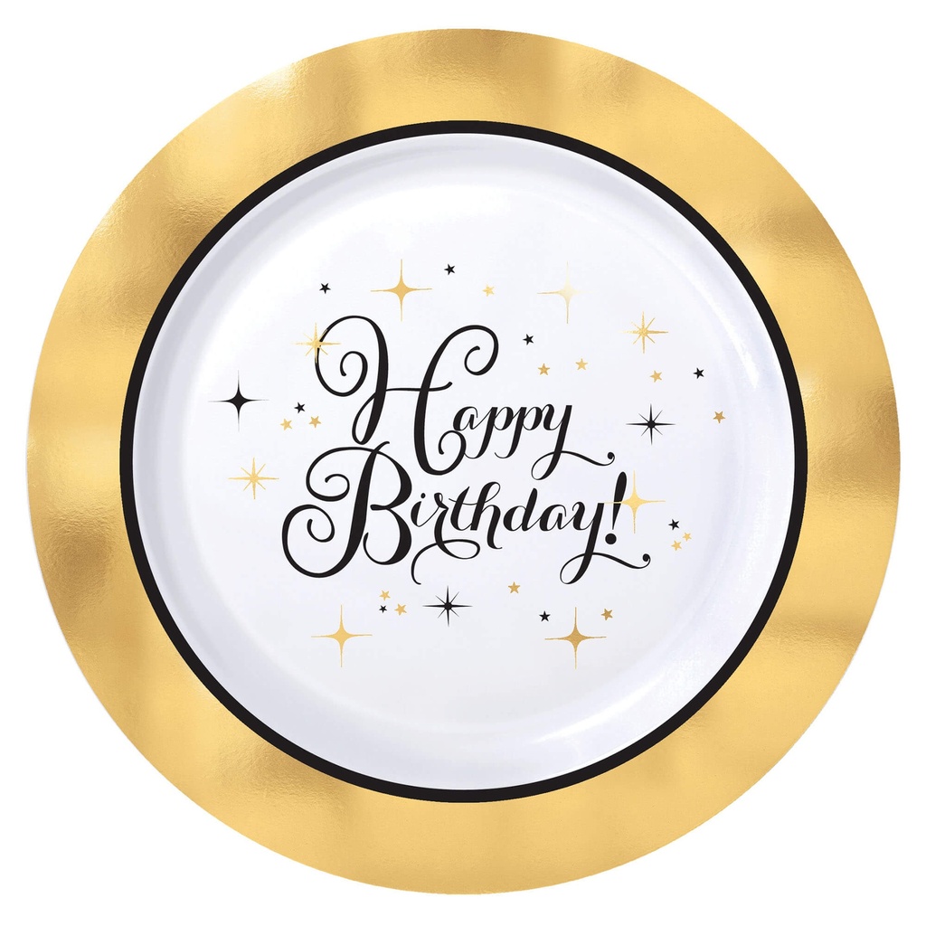 Plato 7" Plastico Golden Birthday C/10