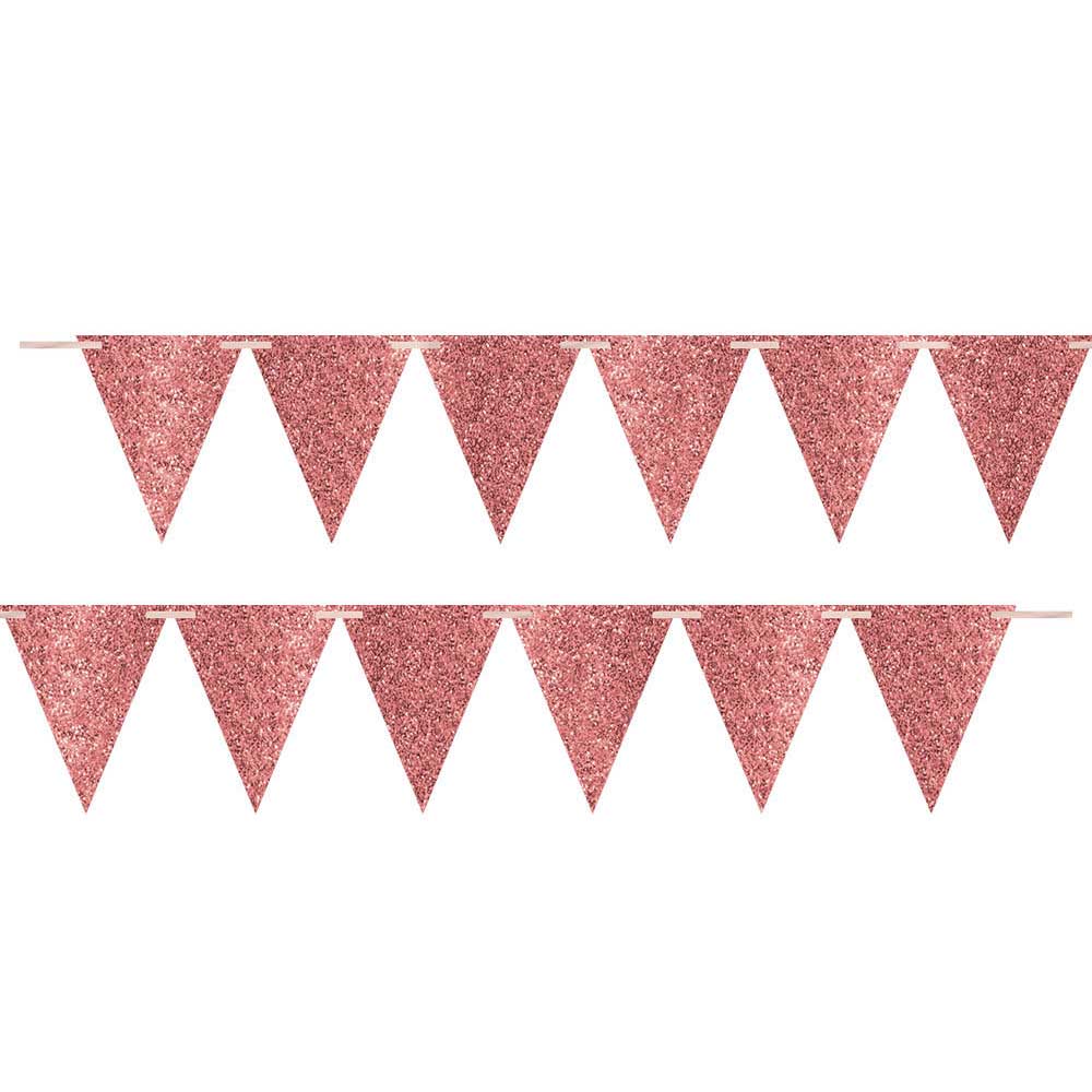 Banderin Grande Glitter Oro Rosa C/1