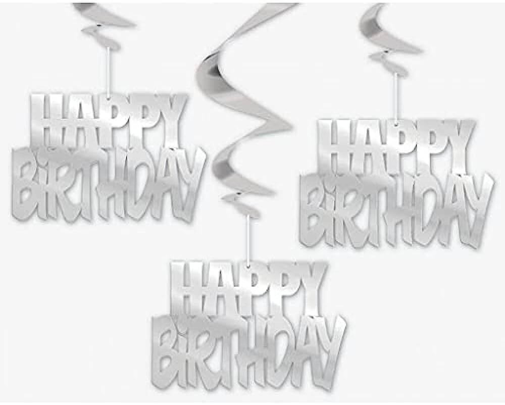 Decoracion Colgante HBD Plata C/3