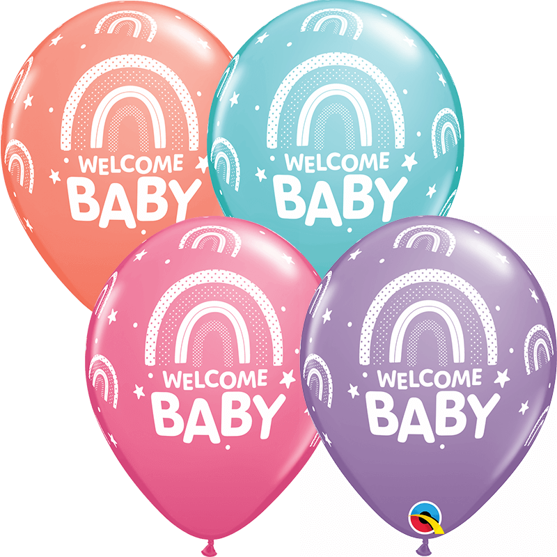 Globo 12" Welcome Baby Arcoiris Bohemio C/1