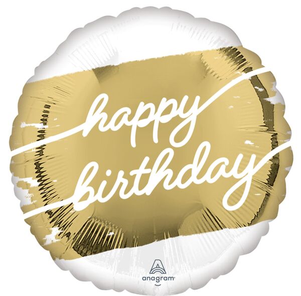 Globo 18" Happy Birttday Franja Oro C/1