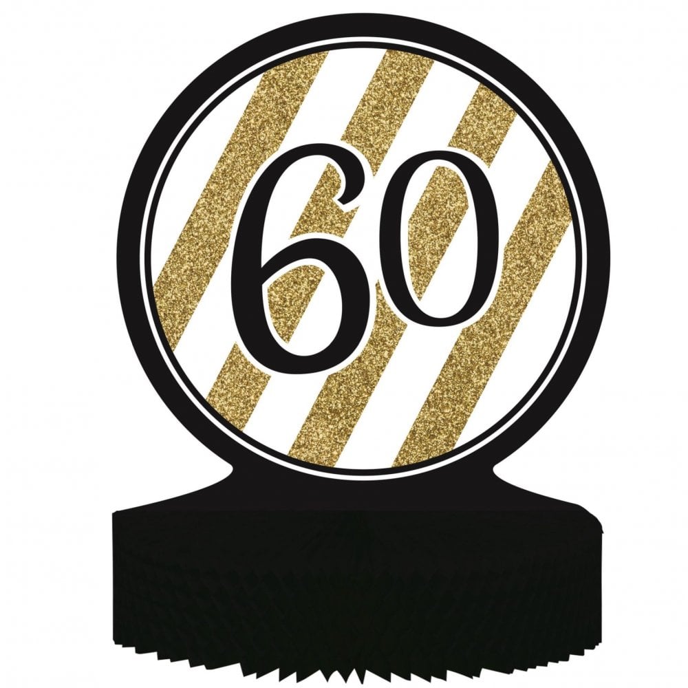 Centro de Mesa Edades 60 Black & Gold C/1