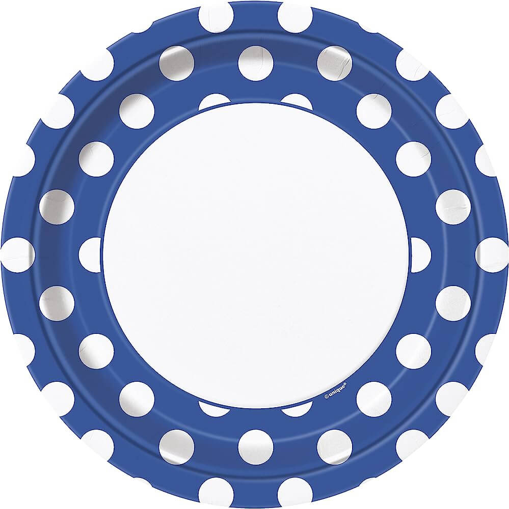 Plato 9" Puntos Azul Rey C/8