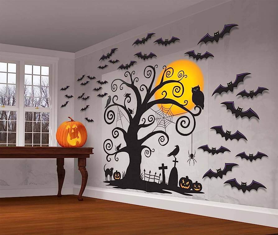 Wall Decorating Kit Arbol Con Murcielagos Halloween C/1