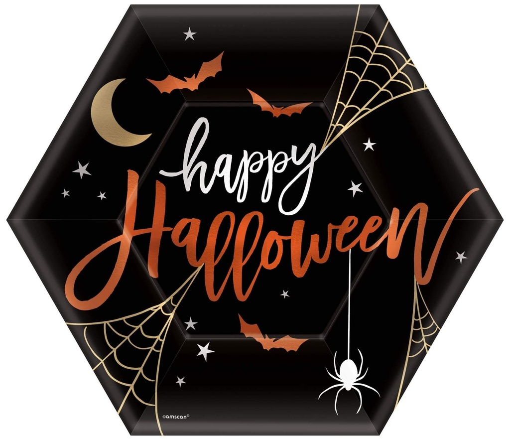 Plato 9" Hexagonal Happy Halloween C/8