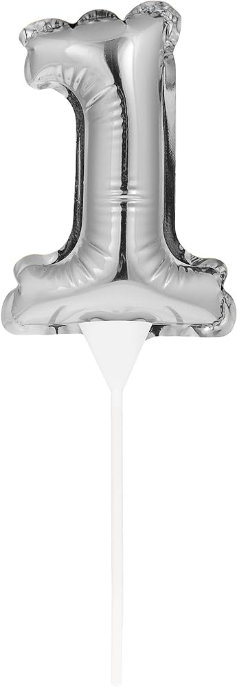 Cake Topper Numero 1 Plata C/1