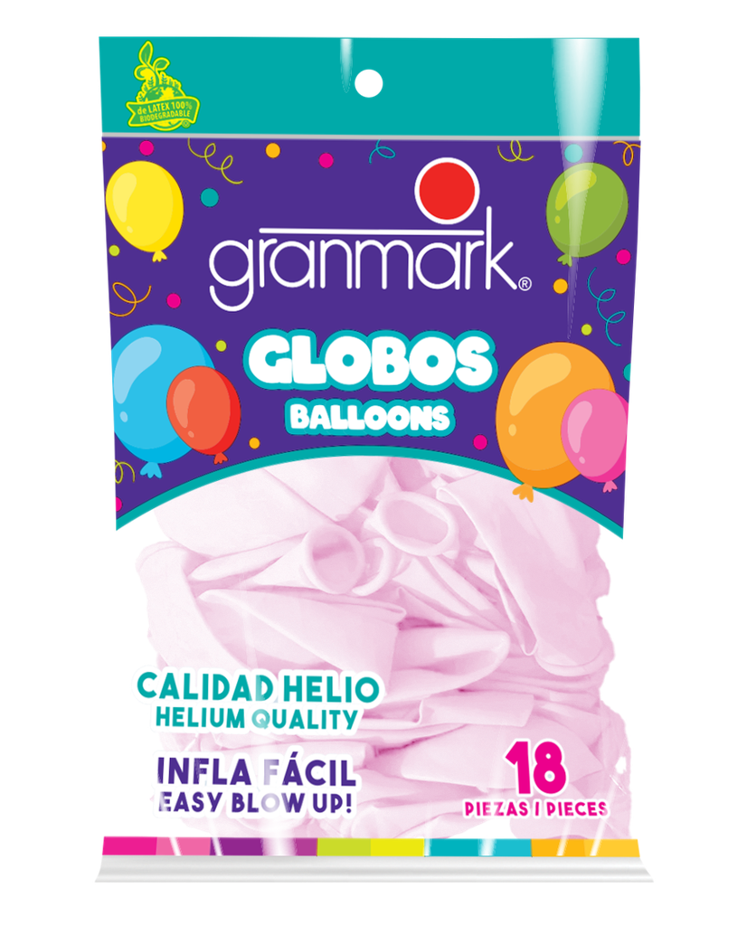 Bolsa De Globos 9" Rosa Bebe C/18