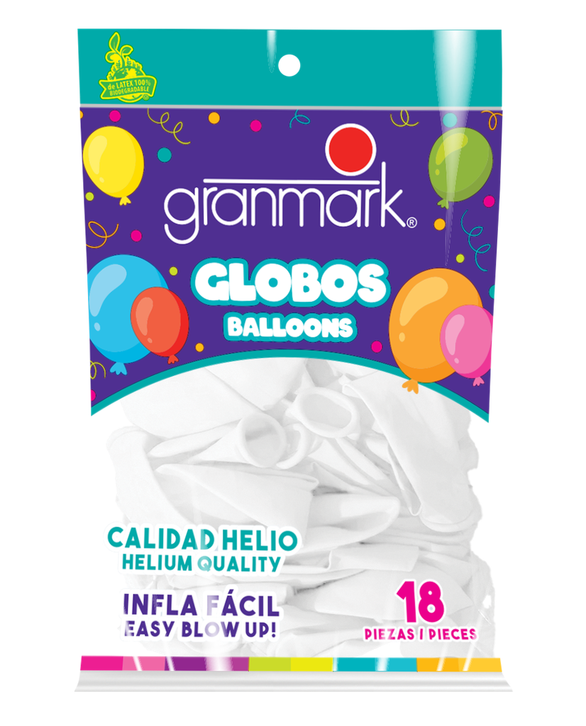 Bolsa De Globos 9" Blanco C/18